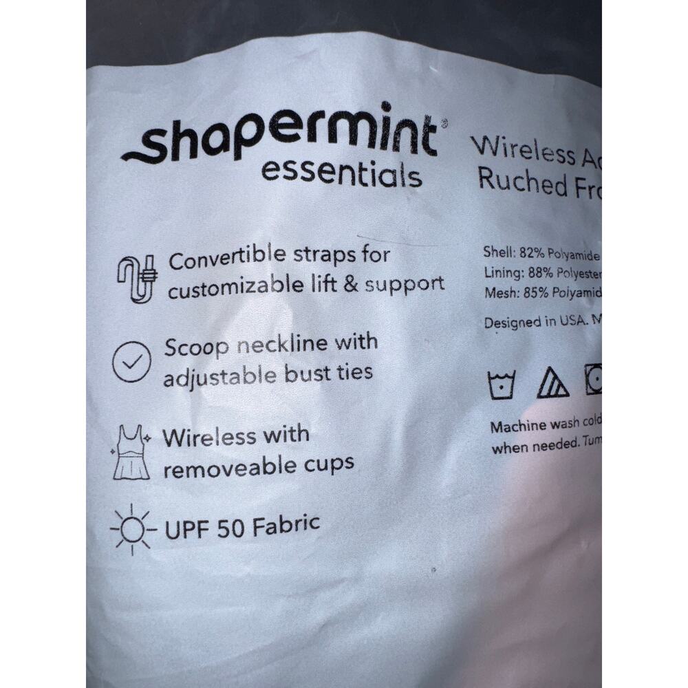 Brand New Shapermint Women's Size 3XL Black Ruched Front Tie Tankini Swimwear - Picture 6 of 12